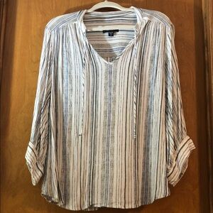 Karen Kane Black and White Striped Blouse